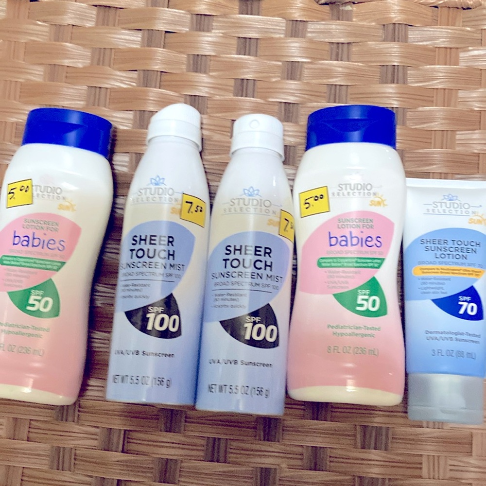 New Sunscreen lotion tropicals and studio selections brand